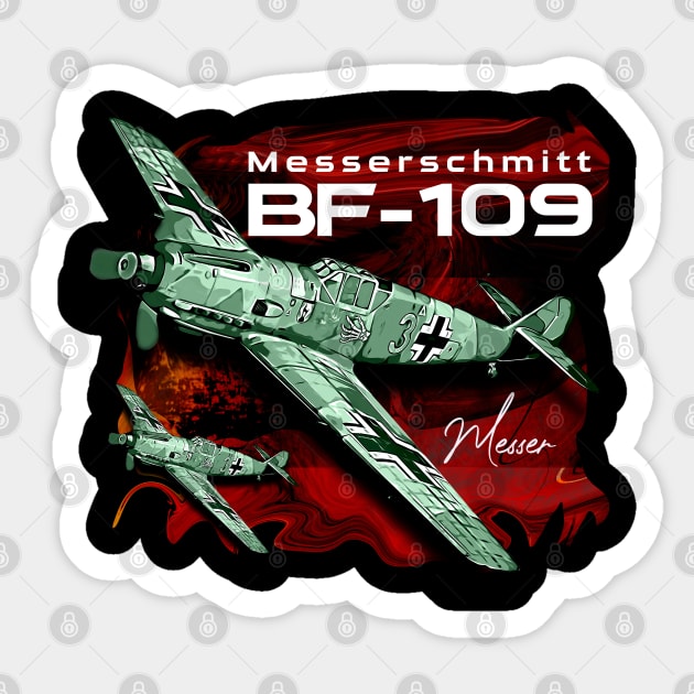 Messerschmitt BF-109 Luftwaffe Vintage Aircraft Sticker by aeroloversclothing